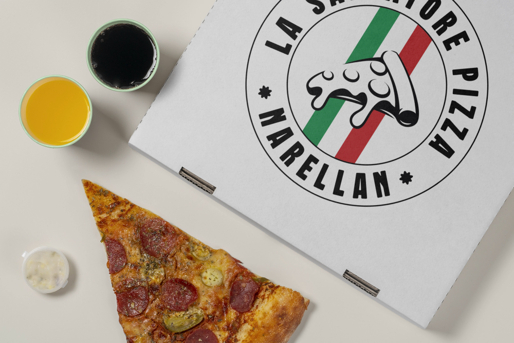 Top view of cardboard fast food packaging mock-up design